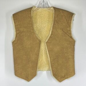 Vintage Faux Leather Suede Sherpa Lined Vest By Frostline Broomfield CO XS